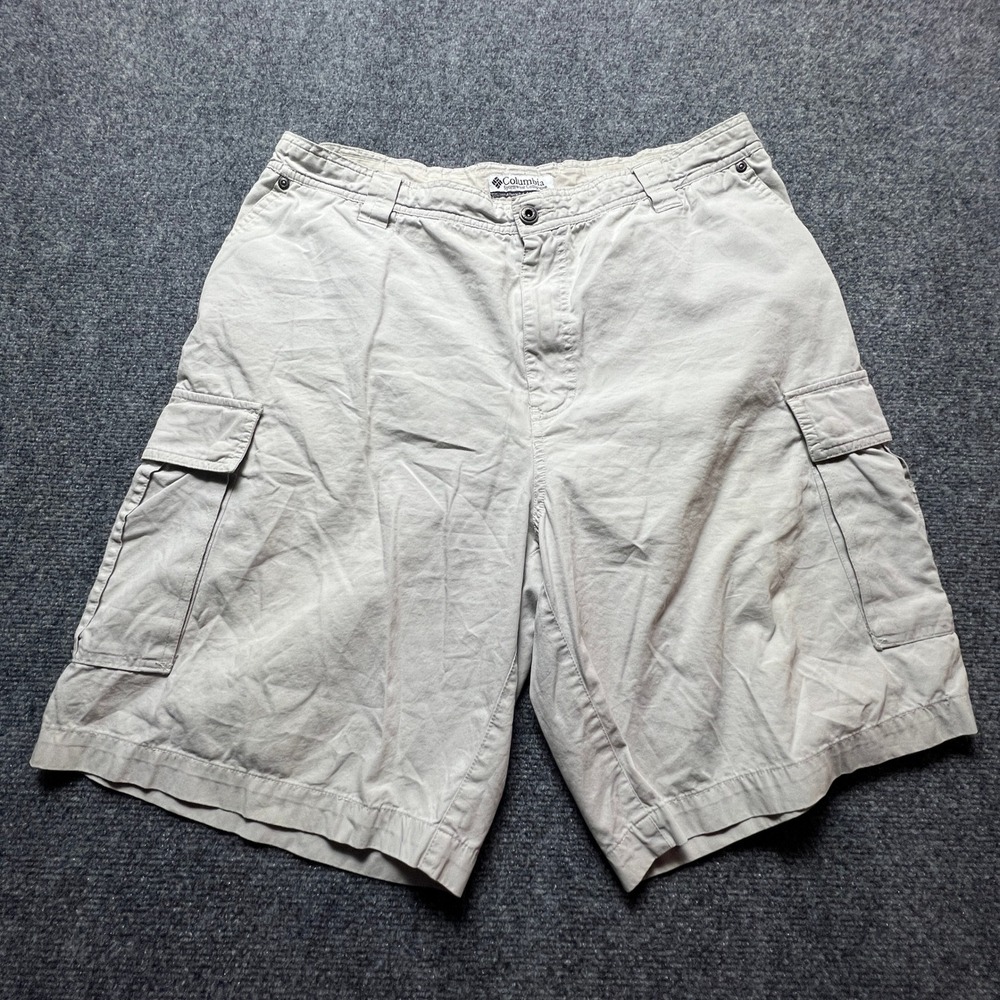 Columbia Sportswear Mens Cargo Shorts Tan Khaki Cotton Utility Hiking Size 37